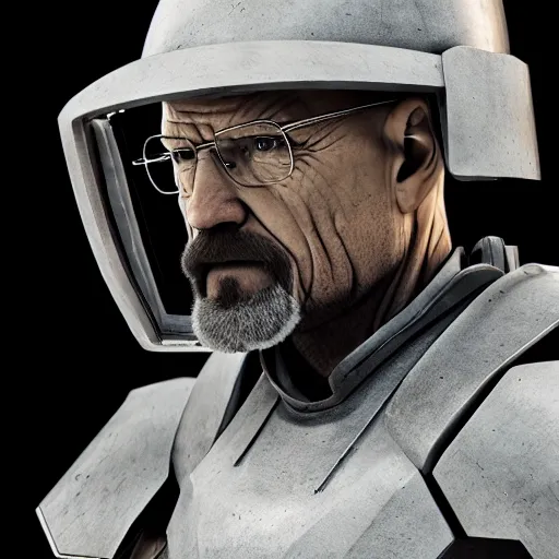 Prompt: Walter White in futuristic battle armor with shields, 4k octane render, highly detailed