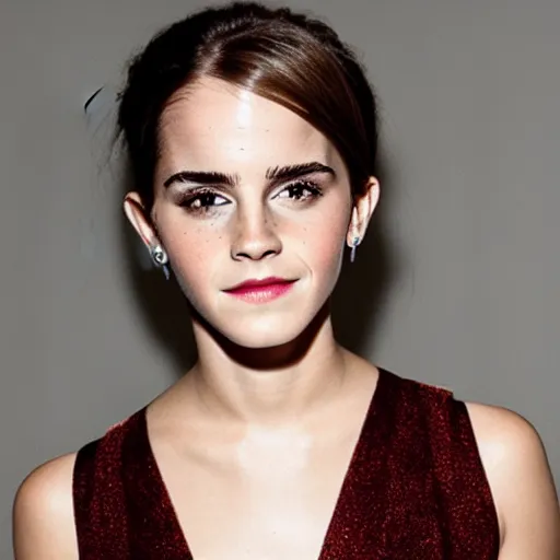 Image similar to portrait photograph of emma watson but her skin looks like avocado skin