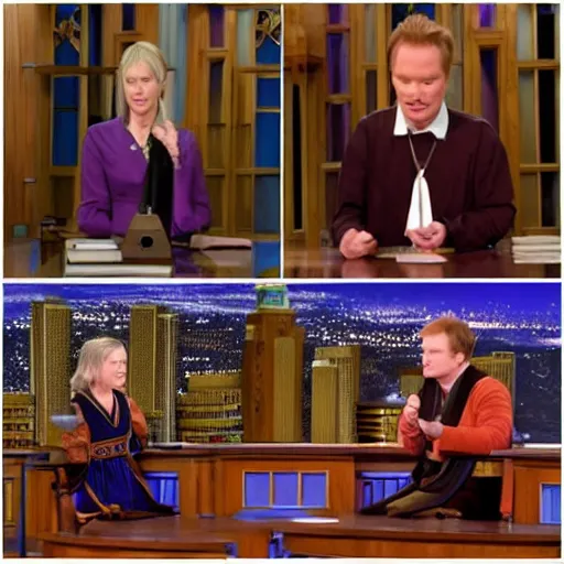 Prompt: Hildegard von Bingen on the Tonight Show With Conan O'Brien