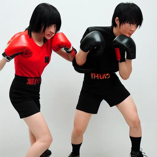 Prompt: Hajime no Ipo boxing peekaboo fighting style