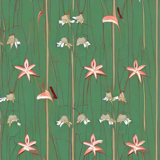 Prompt: Rubrum Lillies, Midcentury Modern, Illustration