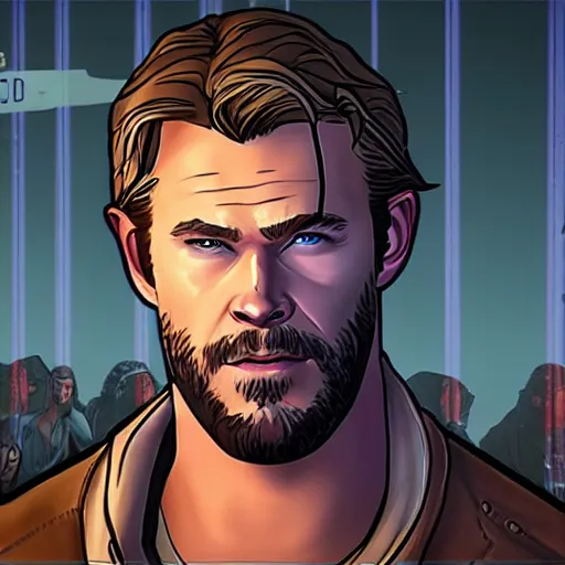 Image similar to portrait of chris hemsworth in style of telltale games the walking dead