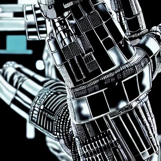 Image similar to close up cyberborg arm, intricate, veins, by Hugo pratt, ultradetailed