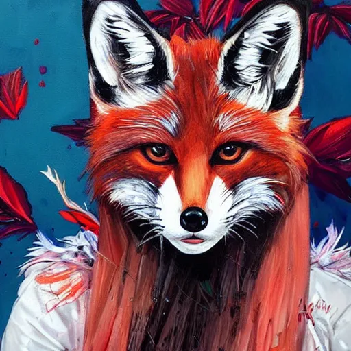 Image similar to portrait of a royal fox by Sandra Chevrier, trending on Artstation