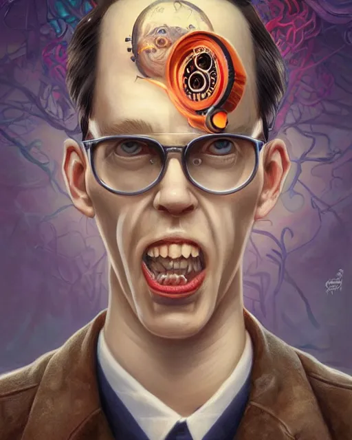 Image similar to lovecraftian portrait of domontovich, pixar style, by tristan eaton stanley artgerm and tom bagshaw