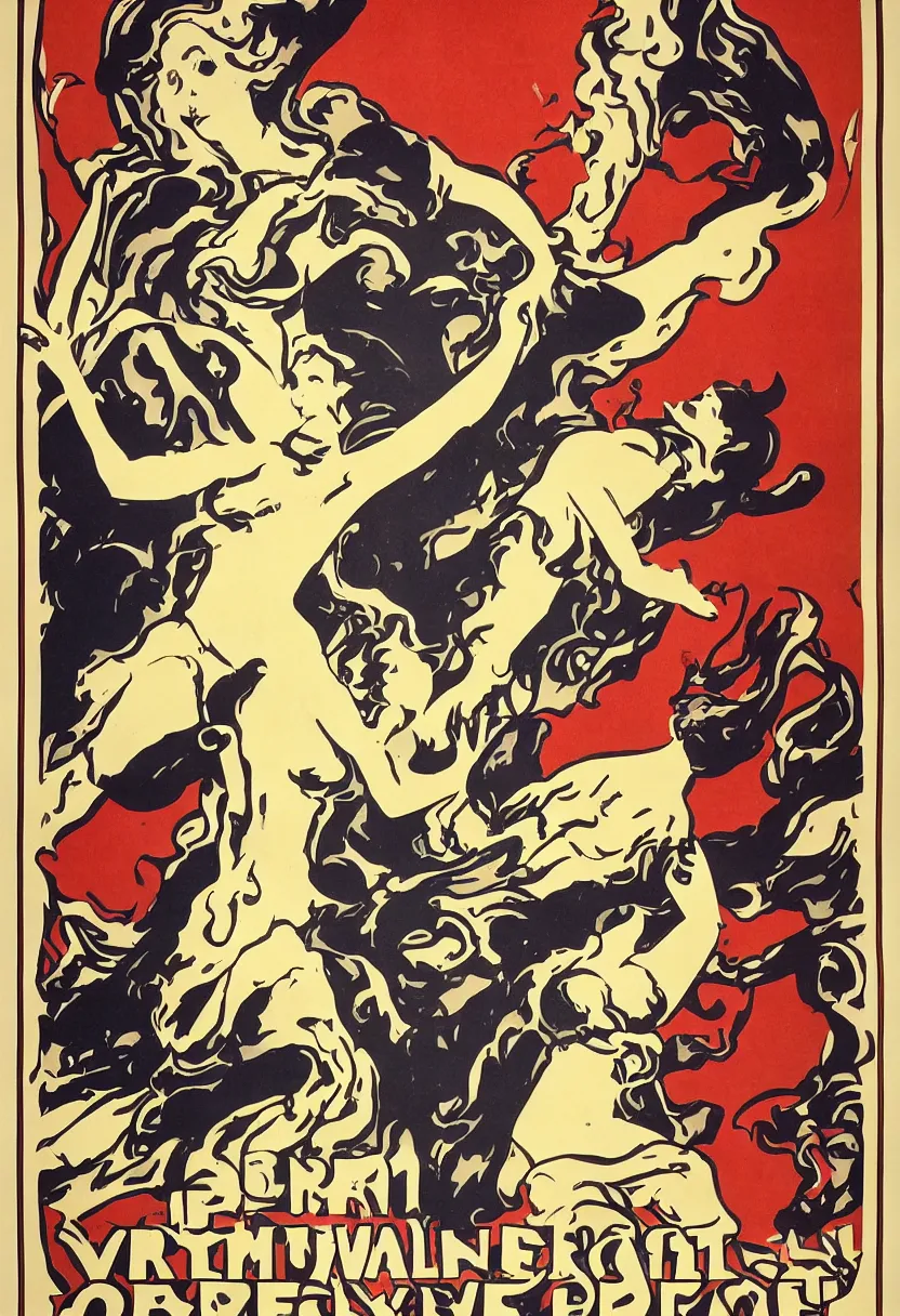 Image similar to art nouveau war propaganda poster