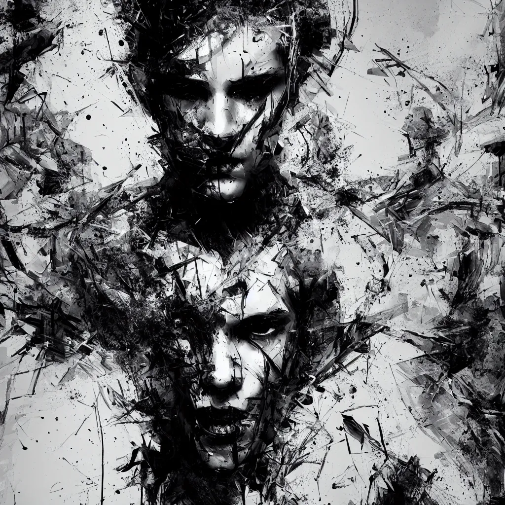 Prompt: black and white full shot cinematographic man abstract expressionism quality render unreal engine 5, 3 d by russ mills