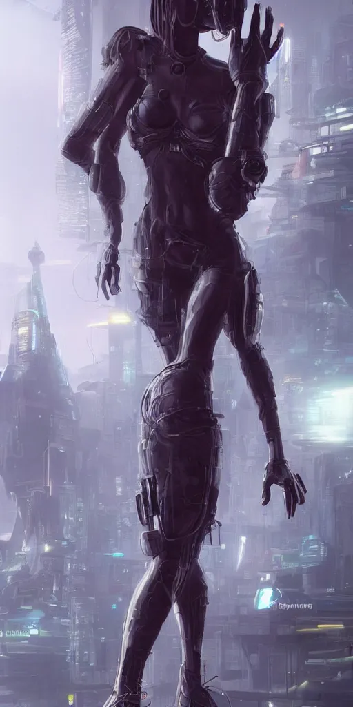 Prompt: t pose, head, feet, hands, cyberpunk, female character, beautiful head, nice legs, concept art, artstation, intricate details, dramatic lighting