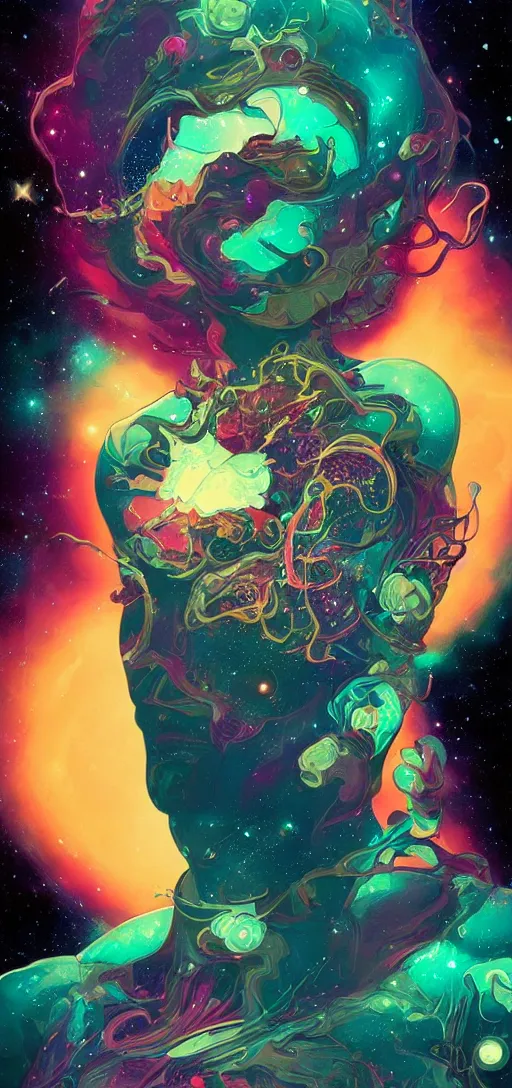 Image similar to Deep space scene nebula. Tristan Eaton, victo ngai, peter mohrbacher, artgerm. psychedelic. neon colors