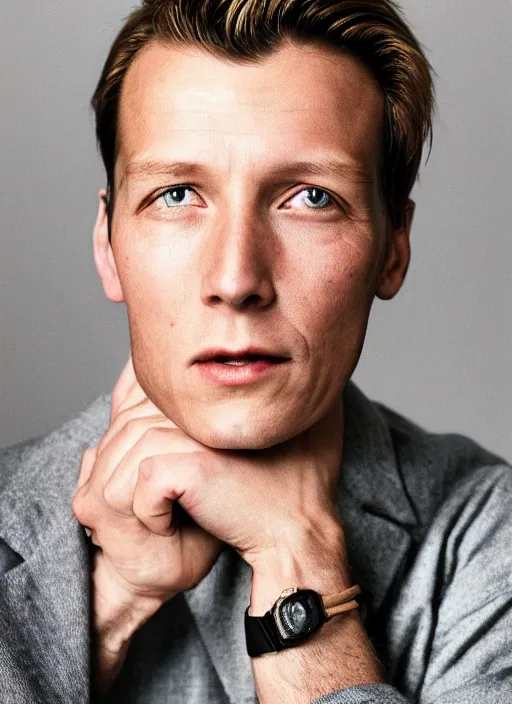 Image similar to portrait of handsome 3 0 - year - old male anne heche by mario testino, headshot, detailed, award winning, sony a 7 r