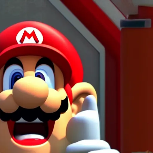 Image similar to Mario screaming very funny