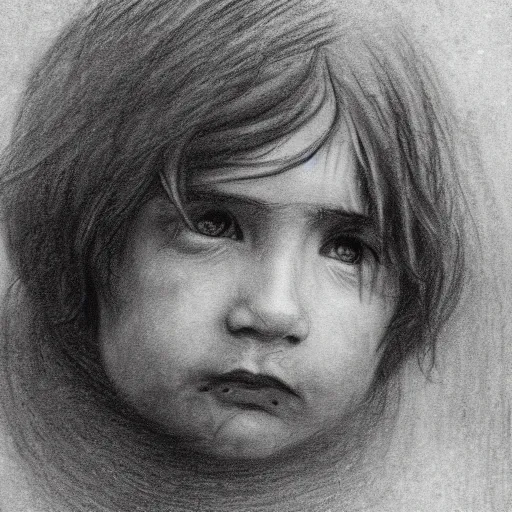 Image similar to portrait drawing of a homeless boy, charcoal, chalk, russian academicism, ilya repin, thomas kennington, dark, mix of hatching and smudging technique, moody, melancholic, hopeless expression, victorian city in the background