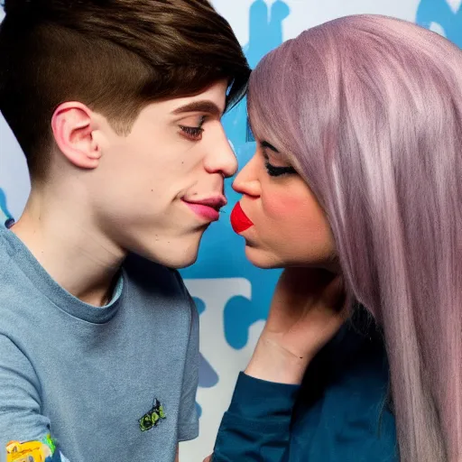 Prompt: dantdm kissing pete davidson