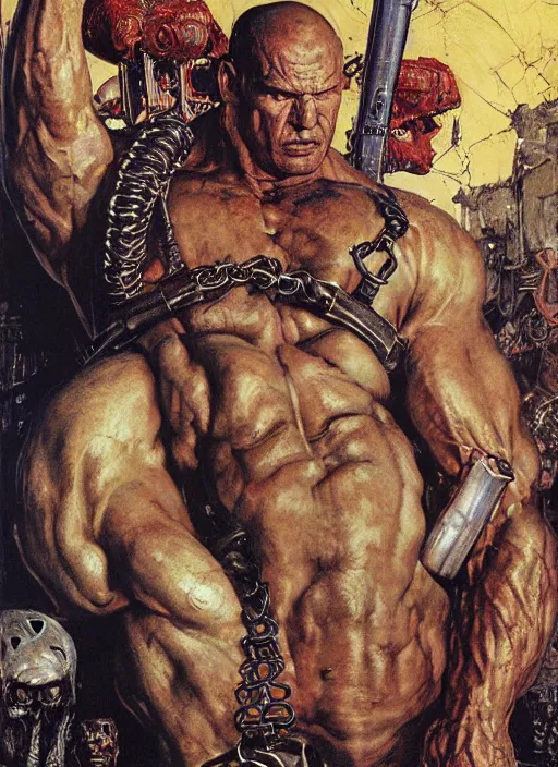 Prompt: portrait of super huge morgan aste as the punisher wearing shirt, by lawrence alma tadema and zdzislaw beksinski and norman rockwell and jack kirby and tom lovell and greg staples