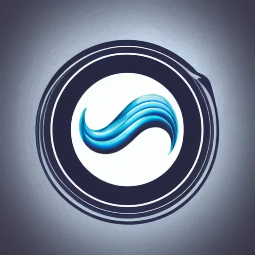 Image similar to a ball with waves emitting horisontaly logo, 2 d