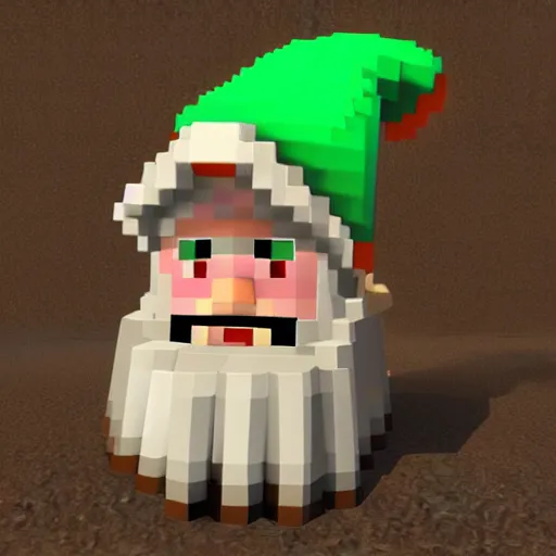 Prompt: a gnome from minecraft