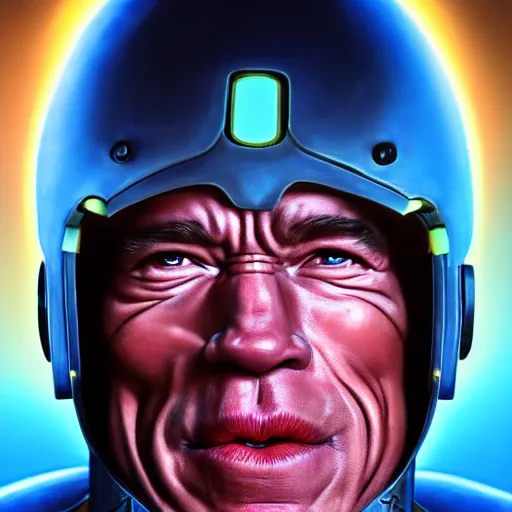 Image similar to a screenshot of arnold schwarzenegger as zenyatta in overwatch, portrait, fantasy, beautiful face, vivid colors, elegant, concept art, sharp focus, digital art, hyper - realistic, 4 k, unreal engine, highly detailed, hd, dramatic lighting by brom, trending on artstation