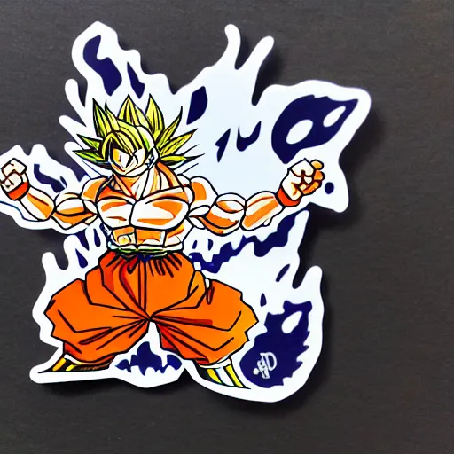 Image similar to die cut sticker, goku with a strawhat, splatter paint