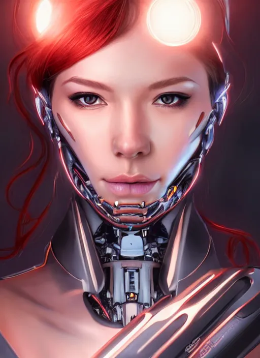 Prompt: portrait of a cyborg woman who turns her head to the ((((((right))))) left+130 (((((up))))) (((((down))))) by Artgerm,eyes closed , biomechanical, hyper detailled, trending on artstation