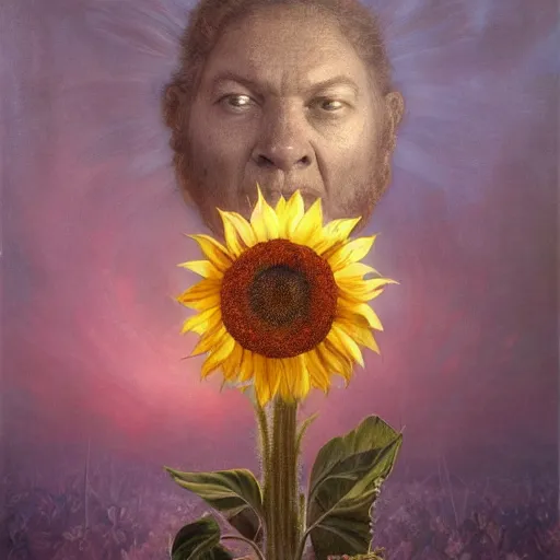 Image similar to a sunflower | highly detailed oil painting, hyperrealistic, very intrincate | cinematic lighting, award - winning | by rachel ruysch, giger, beksinski and bocklin | by austin osman spare and william blake, trending on artstation, cgsociety, official art, octane.