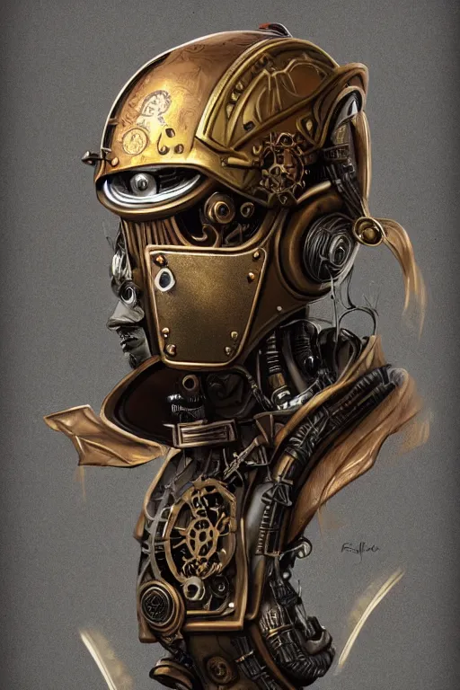 Image similar to steampunk helmet fantasy art mask robot ninja stylized digital illustration sharp focus, elegant intricate digital painting artstation concept art global illumination ray tracing advanced technology chaykin howard and campionpascale and cooke darwyn and davis jack