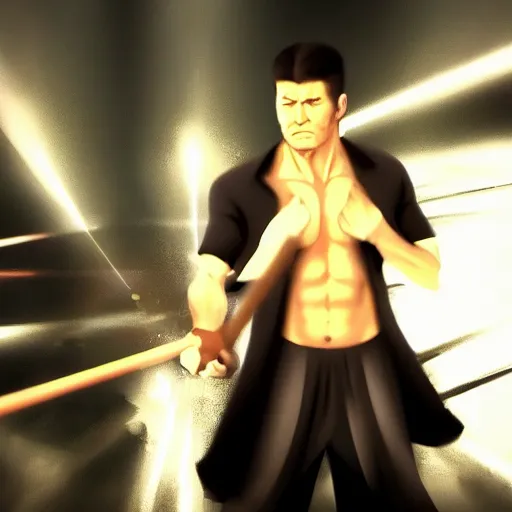 Image similar to simon cowell committing seppuku, anime style, gorgeous lighting, unreal engine