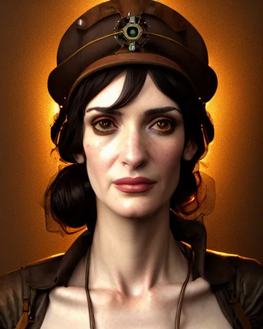 Prompt: steampunk portrait of winona ryder, au naturel, hyper detailed, digital art, trending in artstation, cinematic lighting, studio quality, smooth render, unreal engine 5 rendered, octane rendered, art style by klimt and nixeu and ian sprigger and wlop and krenz cushart.