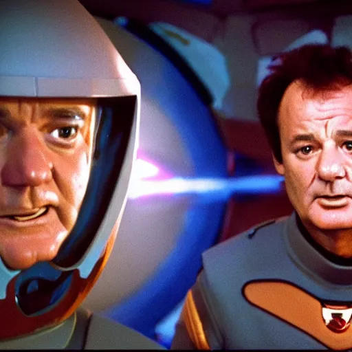 Image similar to bill murray as a starship captain, high definition, color film,