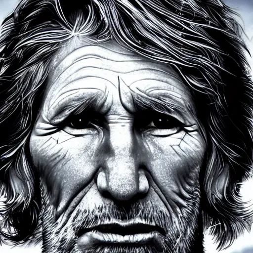 Prompt: high detailed photo of roger waters caught on trailcam, hdr, hdd, 8 k, realism
