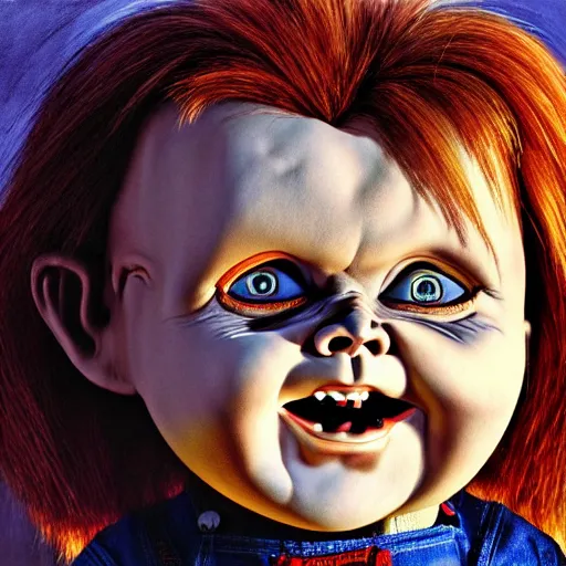 Prompt: Chucky the doll scary painting 4k detail