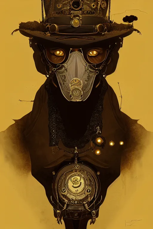 Image similar to a portrait of the steampunk king, yellow eyes, high - contrast, intricate, elegant, highly detailed, digital painting, artstation, concept art, smooth, sharp focus, illustration