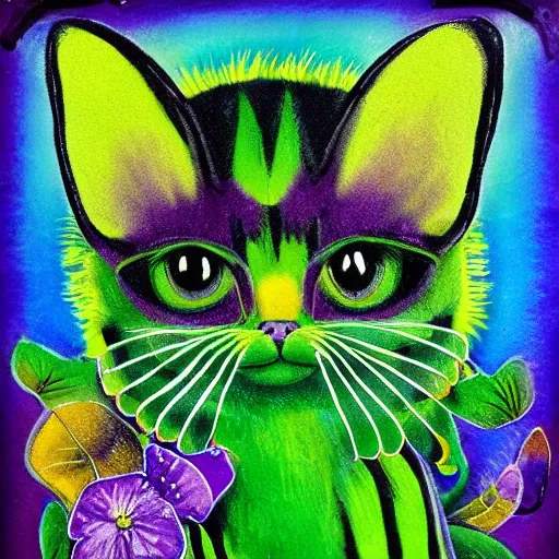 Image similar to a pretty green fluttercat