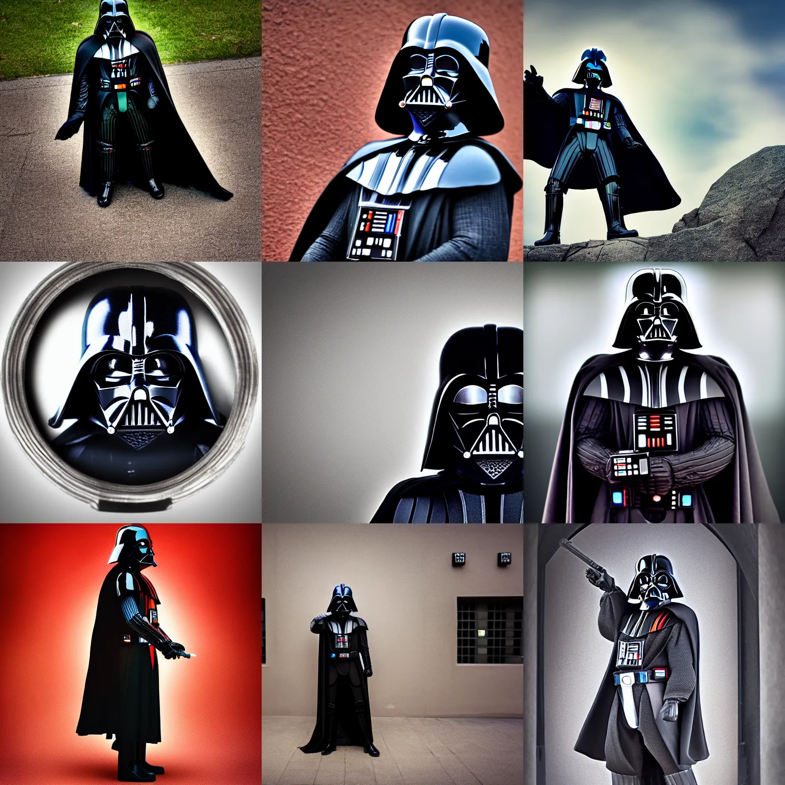 Prompt: Darth Vader, XF IQ4, 150MP, 50mm, f/1.4, 1/160s, natural light, Adobe Photoshop, Adobe Lightroom, DxO Photolab, polarizing filter, Sense of Depth, AI enhanced, HDR