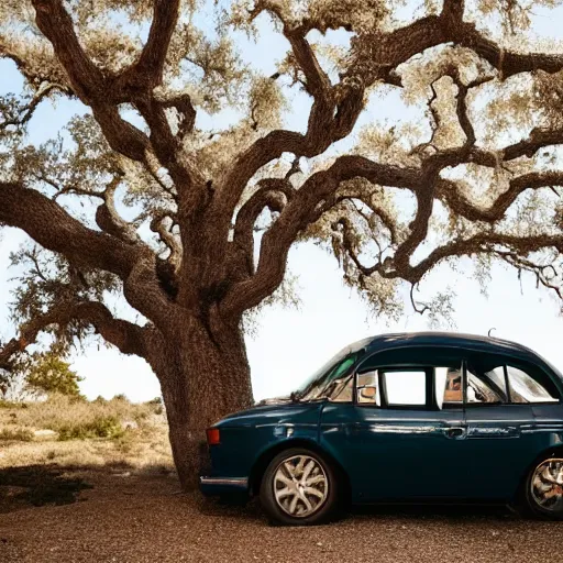 Image similar to a car in an oak tree