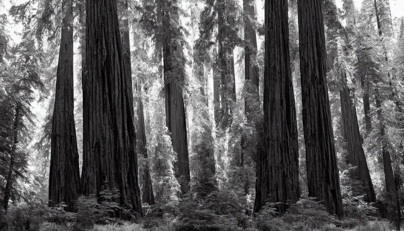 Image similar to giant redwood trees by ansel adams