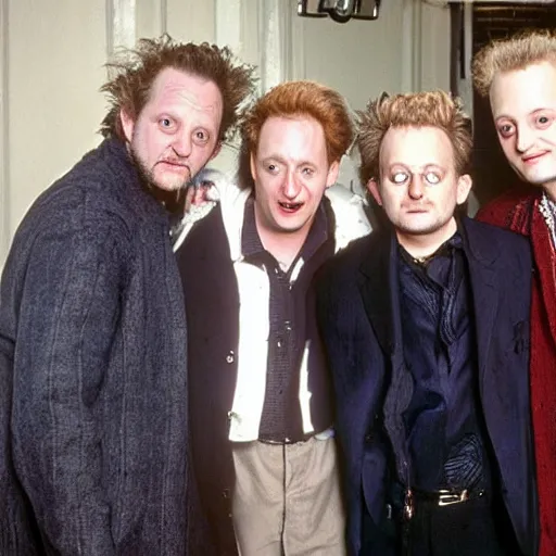 Image similar to Macaulay Caulkin, Joe Pesci and Daniel Stern on the set filming the newest Home Alone movie.