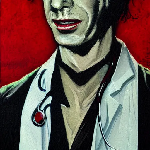 Prompt: a modern painting of a doctor turned vampire, in the style of tim bradstreet, sharp focus, realism, intricate detail