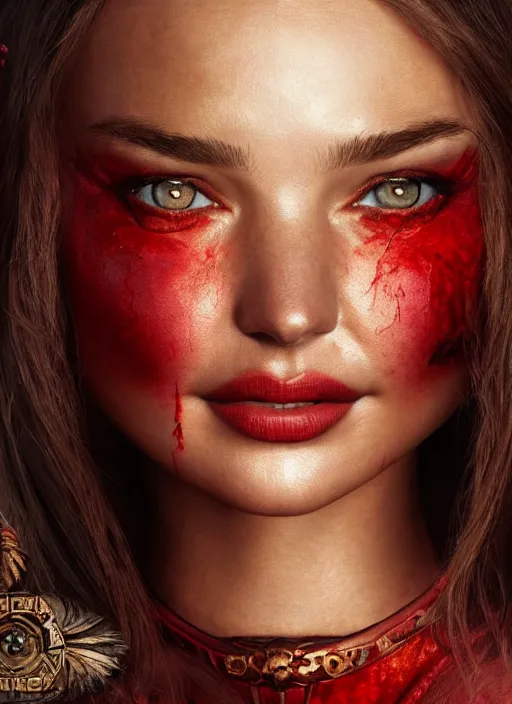 Prompt: A beautiful portrait of a Miranda Kerr as Mord-Sith from TV show The Legend of The Seeker, smiling, movie still, by Eugene de Blaas and Ross Tran, vibrant color scheme, highly detailed, in the style of cinematic, artstation, Greg rutkowski UHD 8K