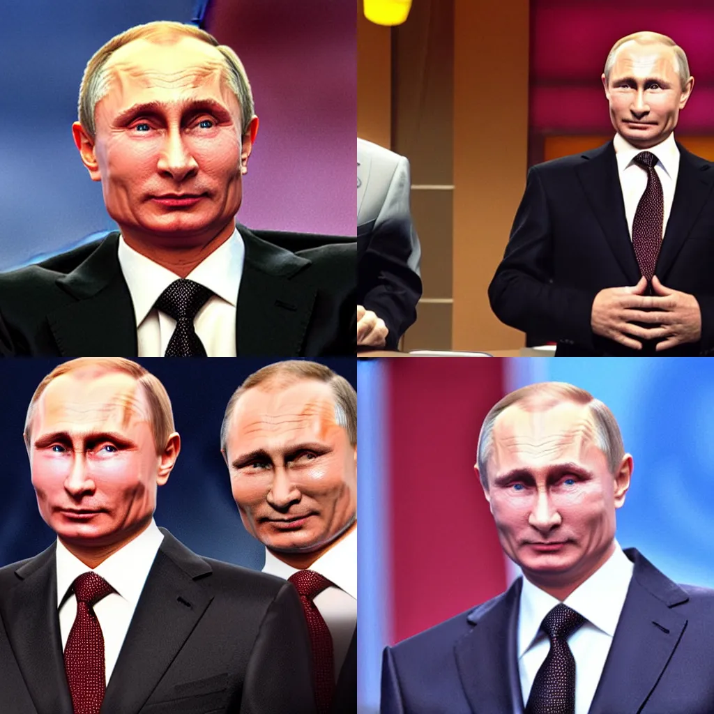 Image similar to Vladimir Putin as a guest star on the TV show Whose Line Is It Anyway?