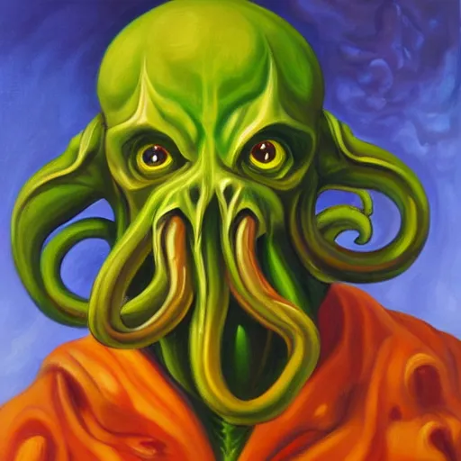 Image similar to handsome portrait of cthulhu, oil on canvas, high budget
