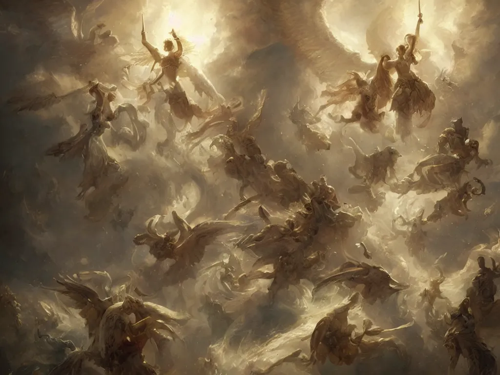 Prompt: a chorus of angels floating in the baroque era, hearthstone art style, epic fantasy style art by Craig Mullins, fantasy epic digital art, epic fantasy card game art by Greg Rutkowski