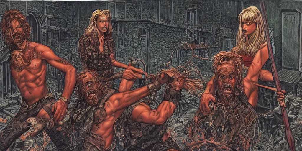 Image similar to Artwork by Larry Elmore of the cinematic view of the Seventh Terrifying Prison.