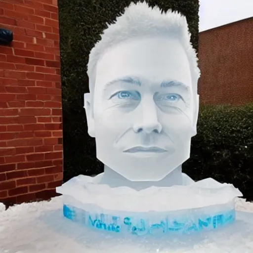 Prompt: ice sculpture that looks like elon musk