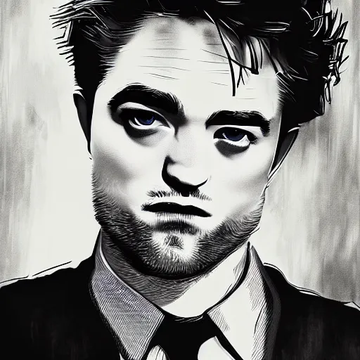 Image similar to robert pattinson as a godfather, digital art