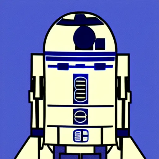 Prompt: r 2 d 2 by mondrian, highyl detailed, 4 k