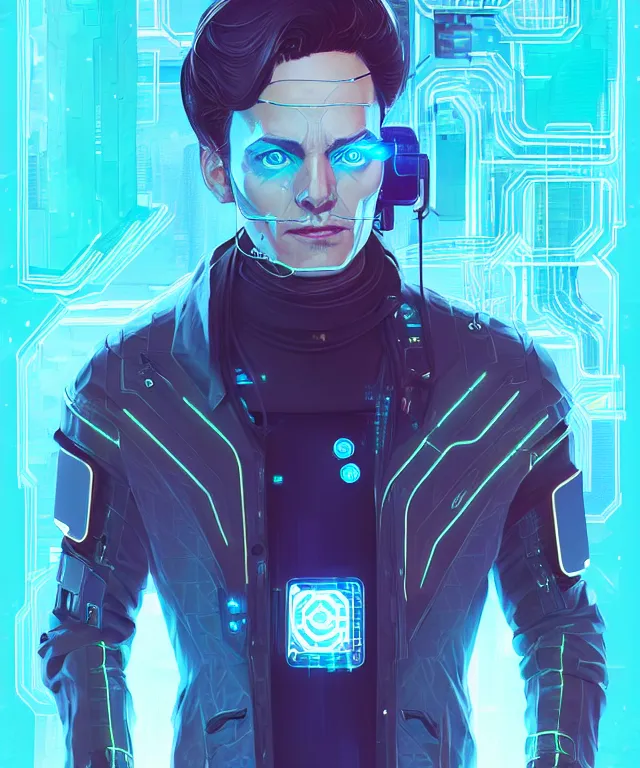 Prompt: a portrait of a male cyberpunk netrunner wearing a hadron collider, fantasy, elegant, digital painting, artstation, concept art, matte, sharp focus, illustration, art by josan gonzalez