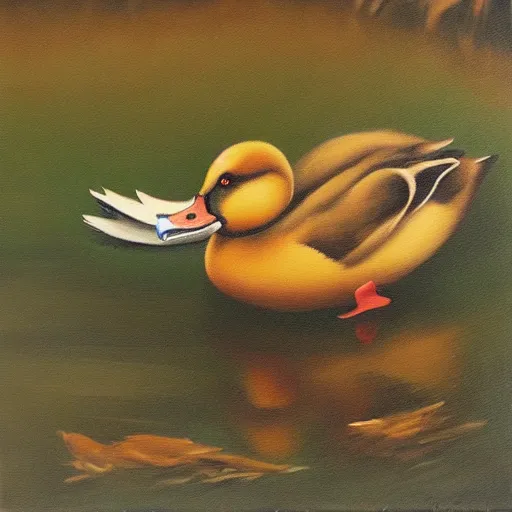 Image similar to a duck on the prowl oil painting bruno pontiroli