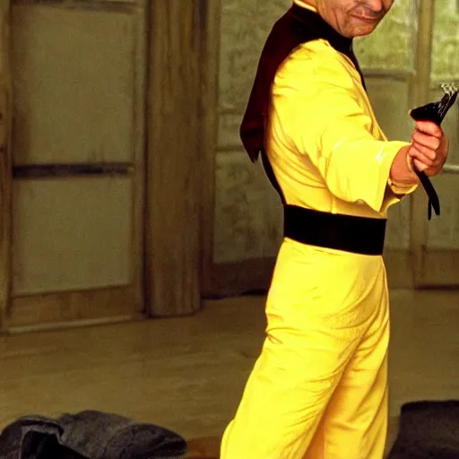 Image similar to film still of Mr Bean in Kill Bill