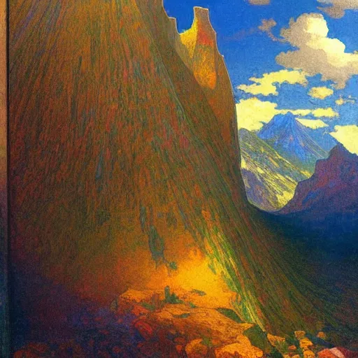 Prompt: to most happy mountain in the world, astral appearance, sublime, colorful, light shafts, dramatic light, by august malmstrom, russian painters, mucha, yoshitaka amano, global illumination, rule of thirds, perfect central composition.