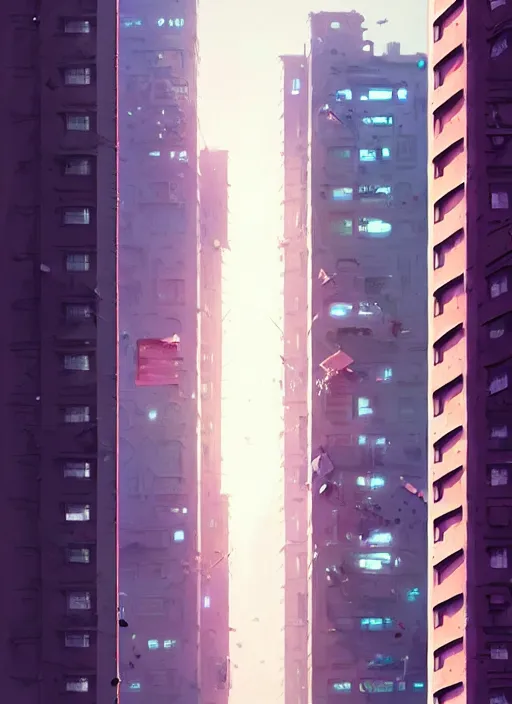 Image similar to highly detailed matte painting, of a 3 d calligraphy graffiti tag city highrise buildings, by atey ghailan, by greg rutkowski, by greg tocchini, by james gilleard, by joe fenton, by kaethe butcher, pink, brown, light blue and white mystical color scheme, grunge aesthetic, octane render